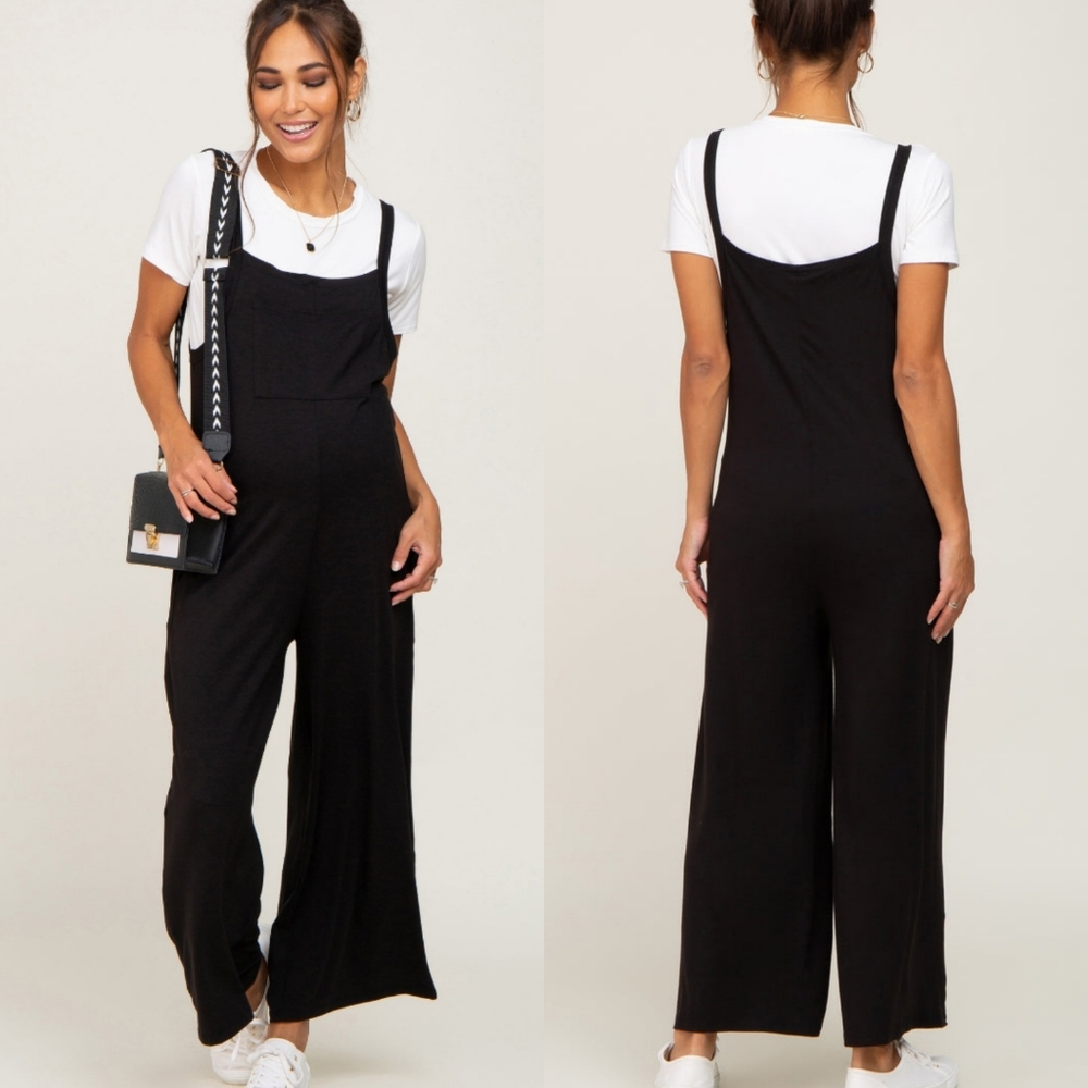 Pinkblush Black Wide-Leg Spaghetti Strap Jumpsuit